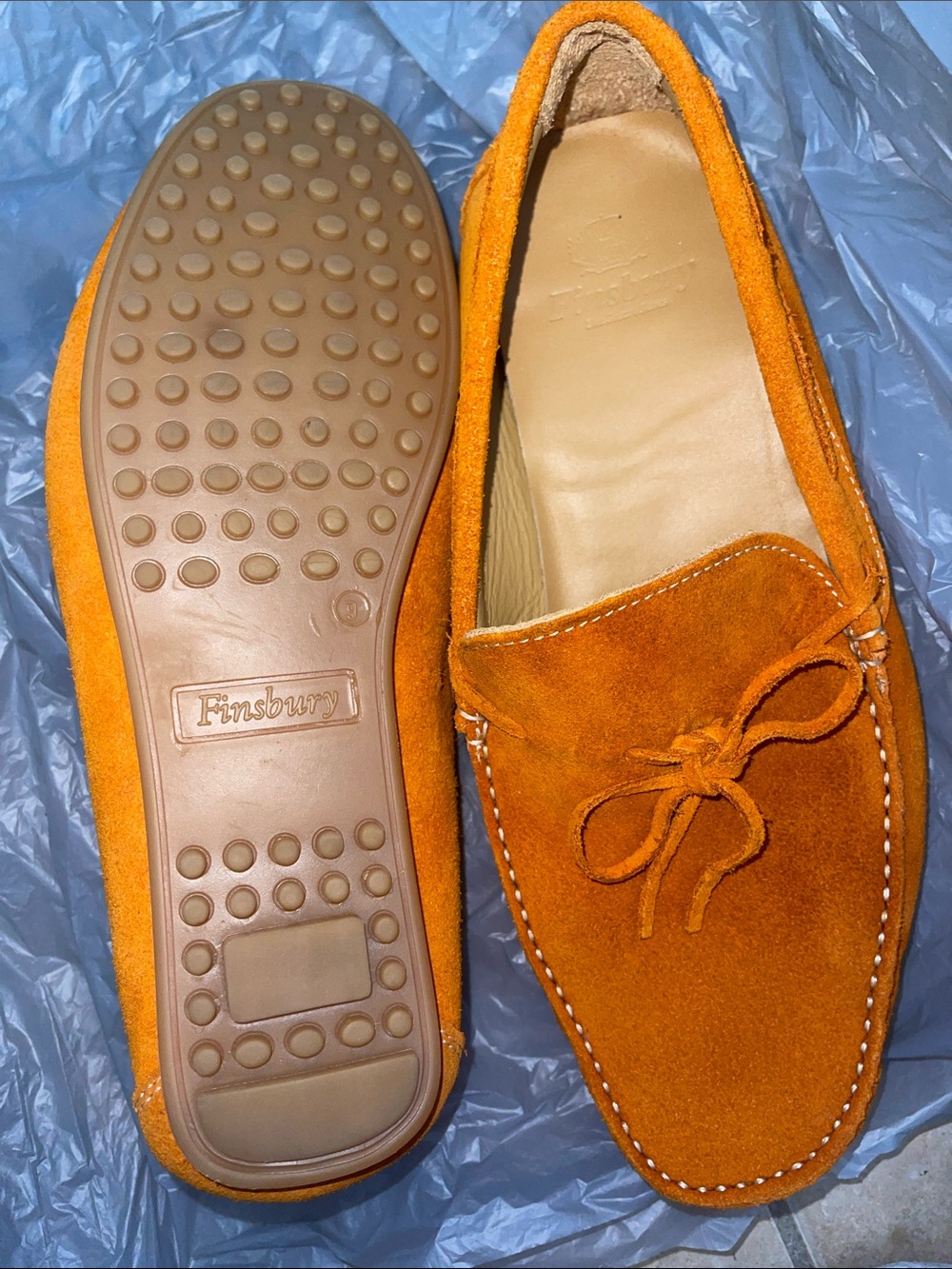 Finsbury Men's Suede Driving Loafers Orange -Mens 9